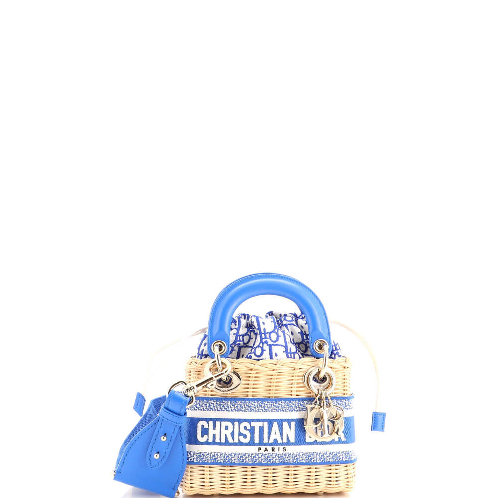 Christian Dior Mini Lady Dior Bag Wicker and Oblique Canvas